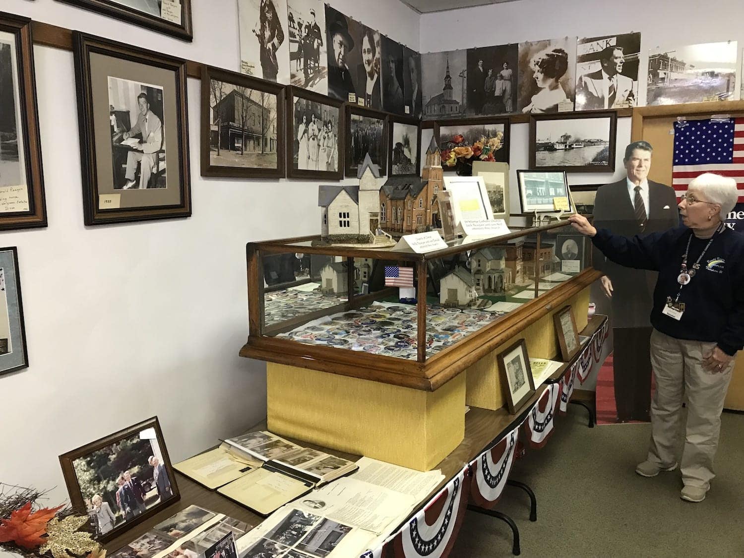 Museum Curator Joan Johnson at President Ronald Reagan Birthplace Museum Tampico Illinois