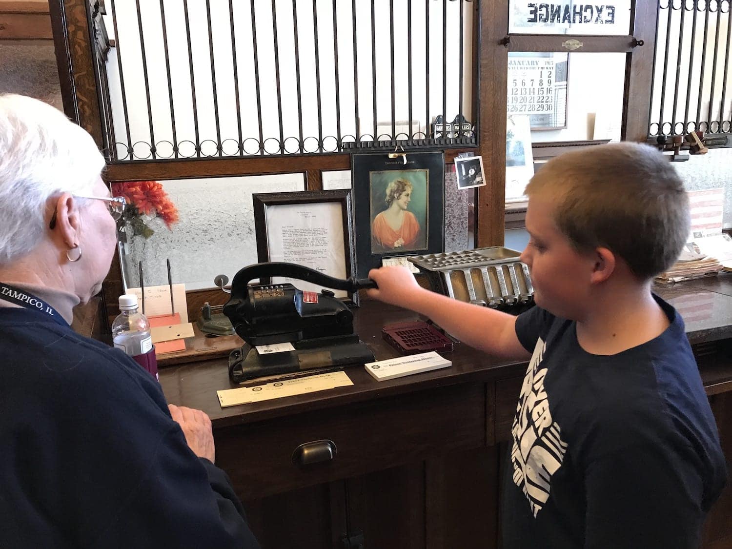 Bank underneath President Ronald Reagan Birthplace Tampico Illinois