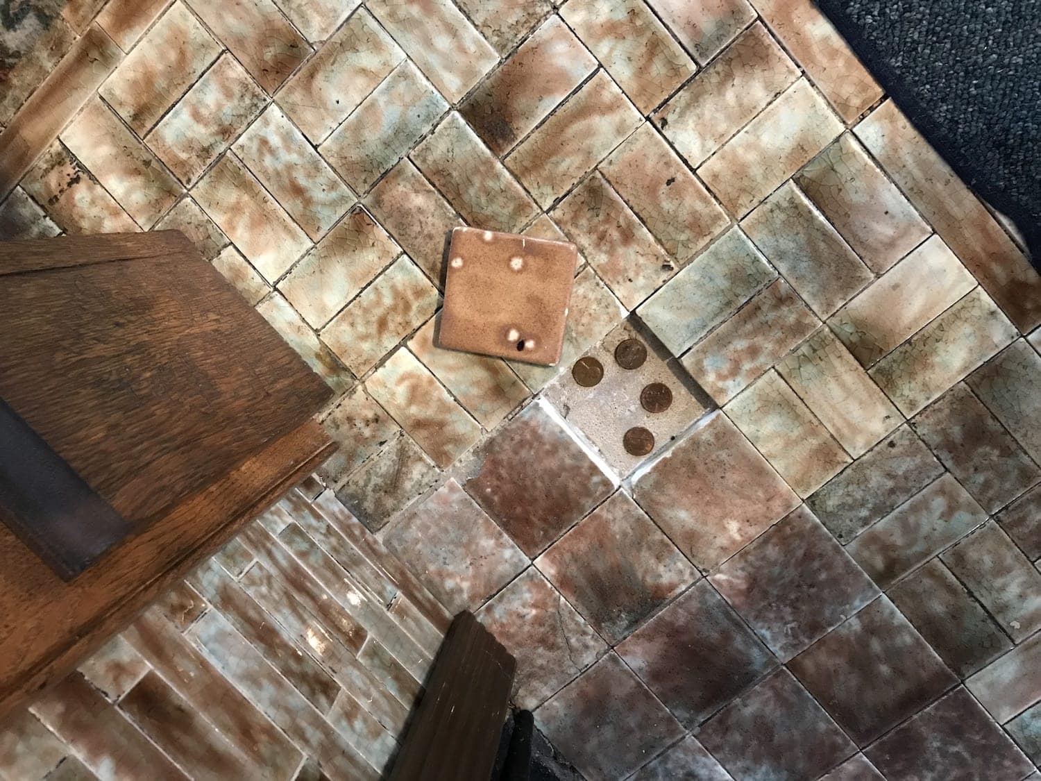 pennies under the tile at the Reagan Boyhood Home