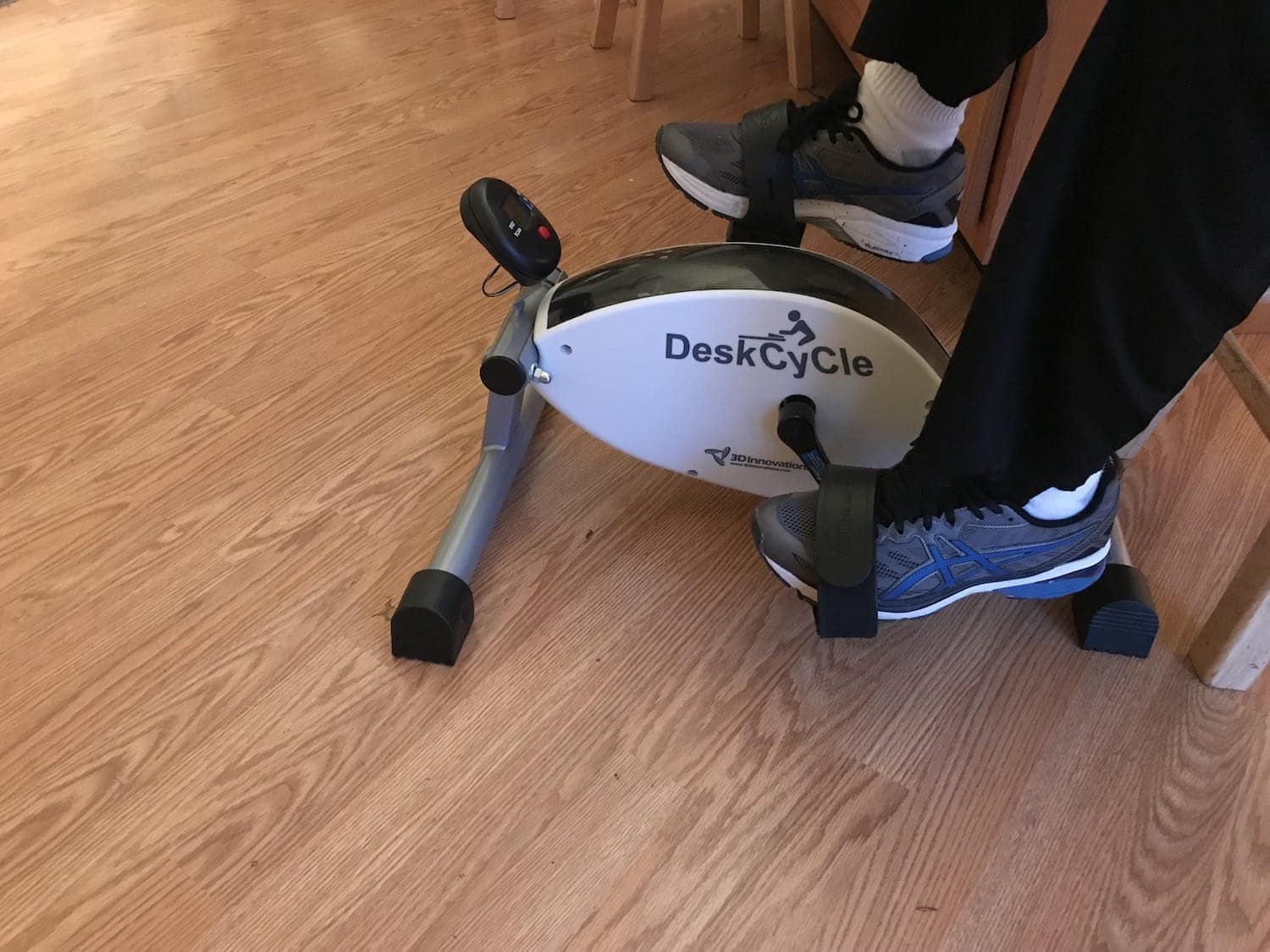 Working out while watching TV with the DeskCycle