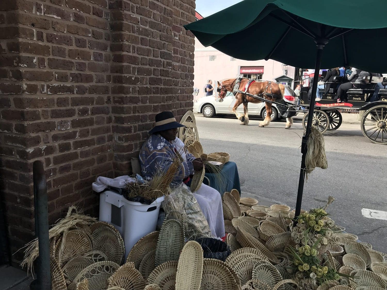 Sweetgrass baskets on sale at the Charleseton City Market