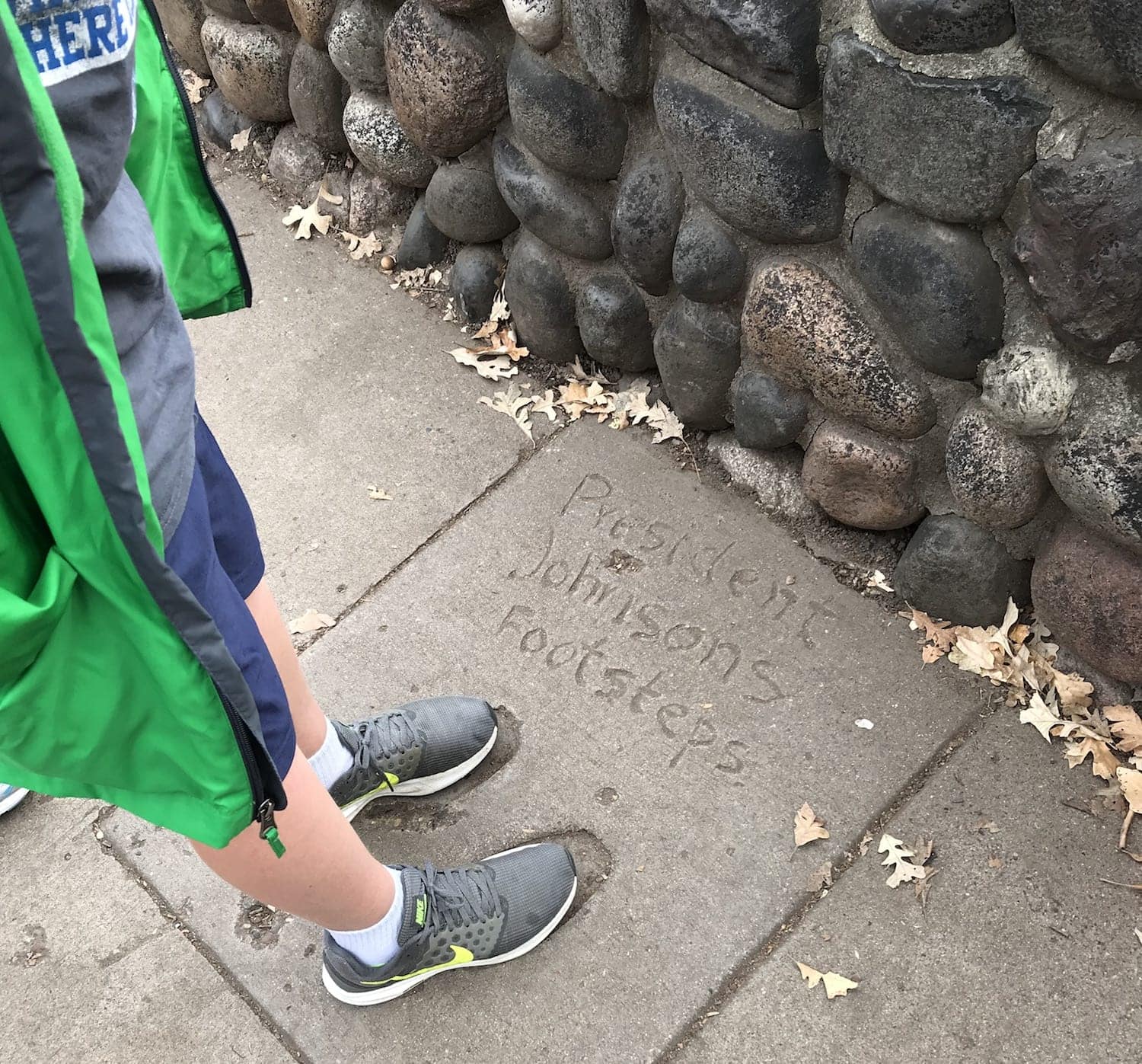 President Johnson's Footstpes at Minnehaha Falls in Minneapolis Minnesota