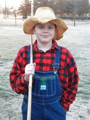 Huck Finn Costume: overalls ($4); Flannel Shirt ($1.50); Hat ($1) Cane fishing pole (free from friend)