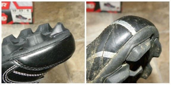 Note the extra cleat at the top of the toe? That is the difference between soccer and baseball cleats.