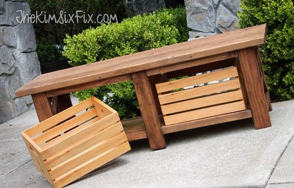 crate bench with storage