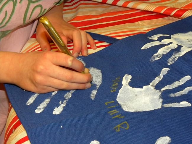 DIY Mother's Day Gift Apron with children's handprints