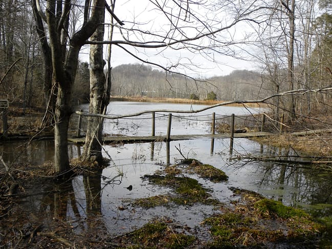 hiking detour bridge under water