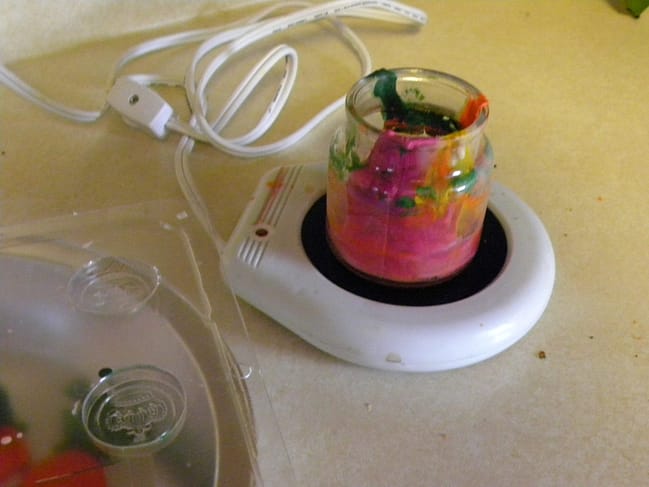 homemade crayons candle holder