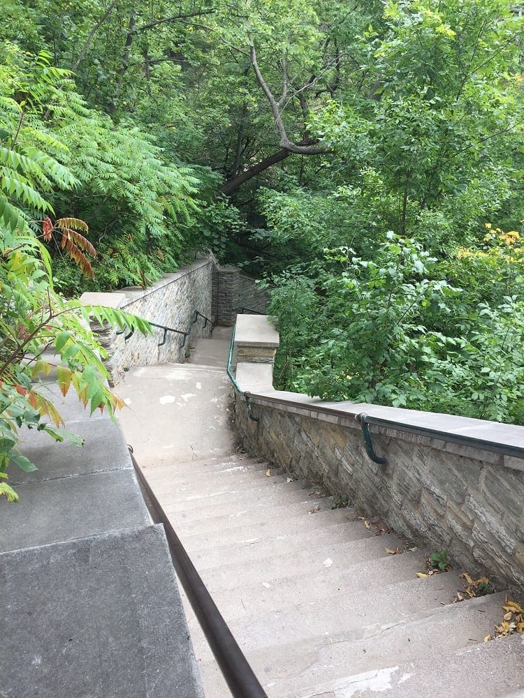 Take the steps down to Minnehaha Falls in Minneapolis Minnesota