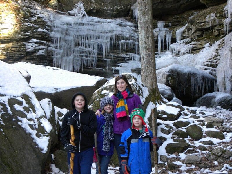 sharon and kids at Anglin falls