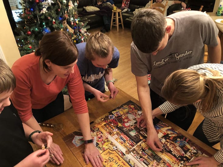 puzzle time with family